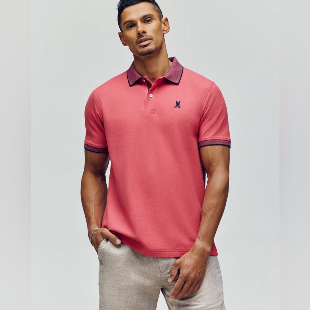 Mens Jonas Micro Stripe Collar Pique Polo